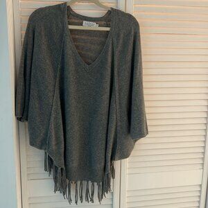 Velvet by Graham & Spencer cashmere fringe poncho gray S